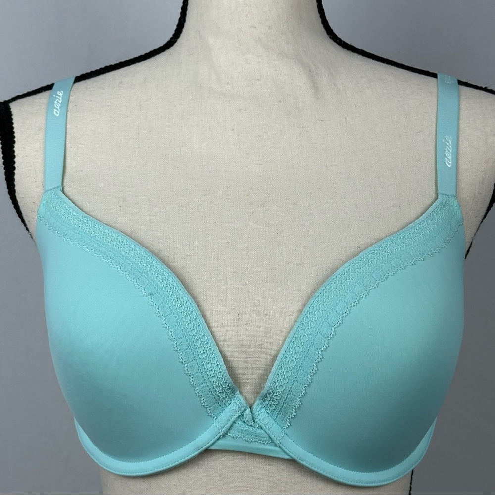 AERIE padded full coverage mint green lace embellished bra - size 32 DDD/32F